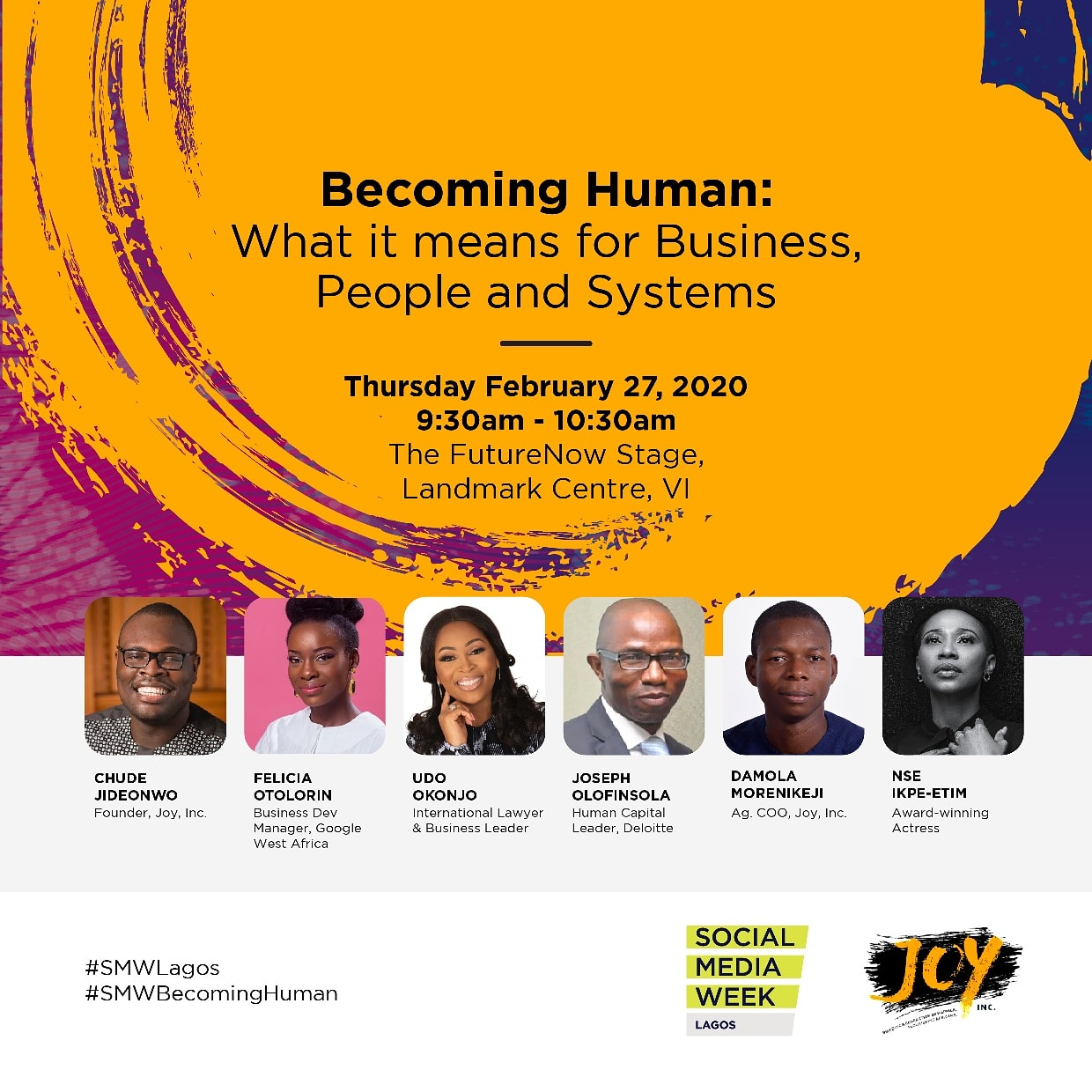 Chude Jideonwo hosts Nse Ikpe-Etim, Felicia Otolorin, Udo Okonjo, and Joseph Olofinsola at Social Media Week Lagos