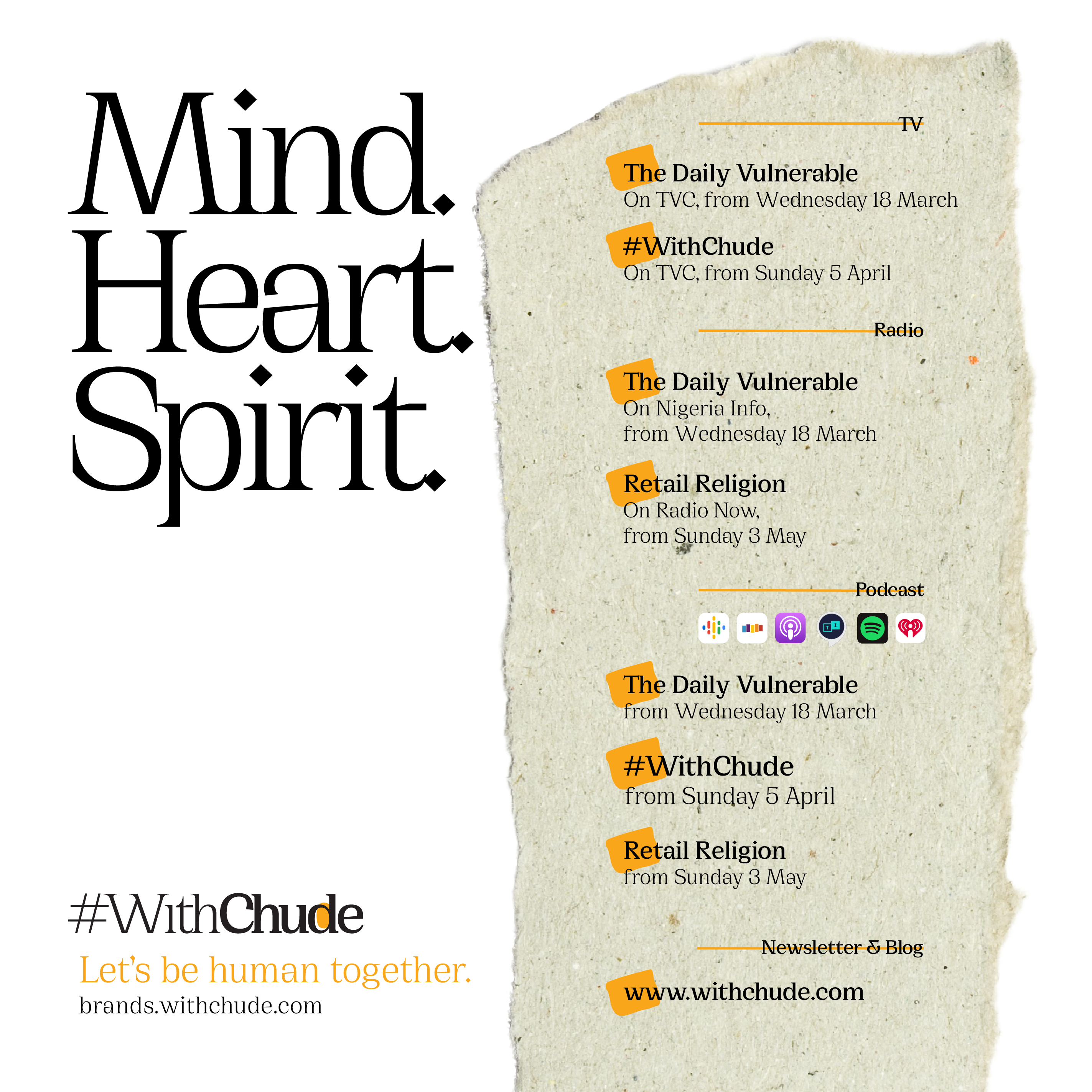 As he turns 35, Chude Jideonwo launches #WithChude on TVC, Nigerian Info and other platforms.
