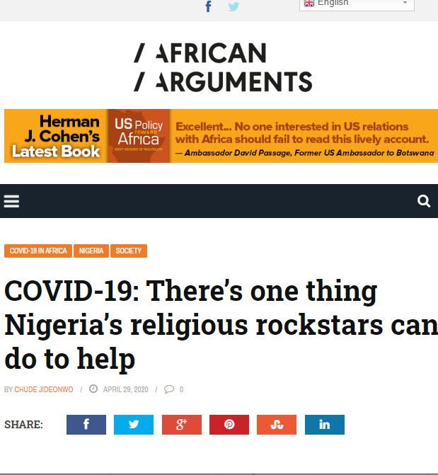 COVID-19: There’s one thing Nigeria’s religious rockstars can do to help