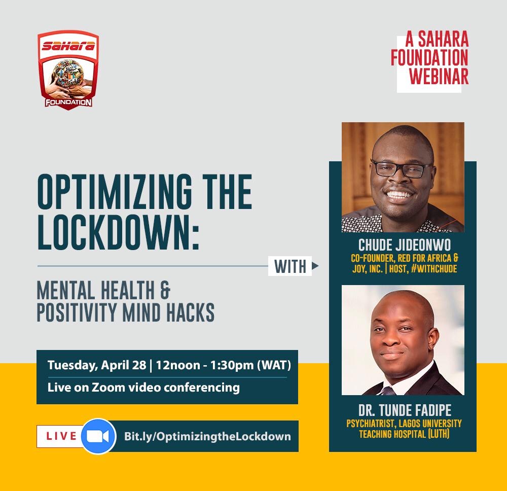 Chude Jideonwo to speak on Optimizing the Lockdown at Sahara Foundation Webinar