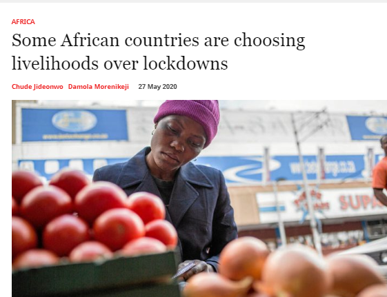 Oped: Some African countries are choosing livelihoods over lockdowns