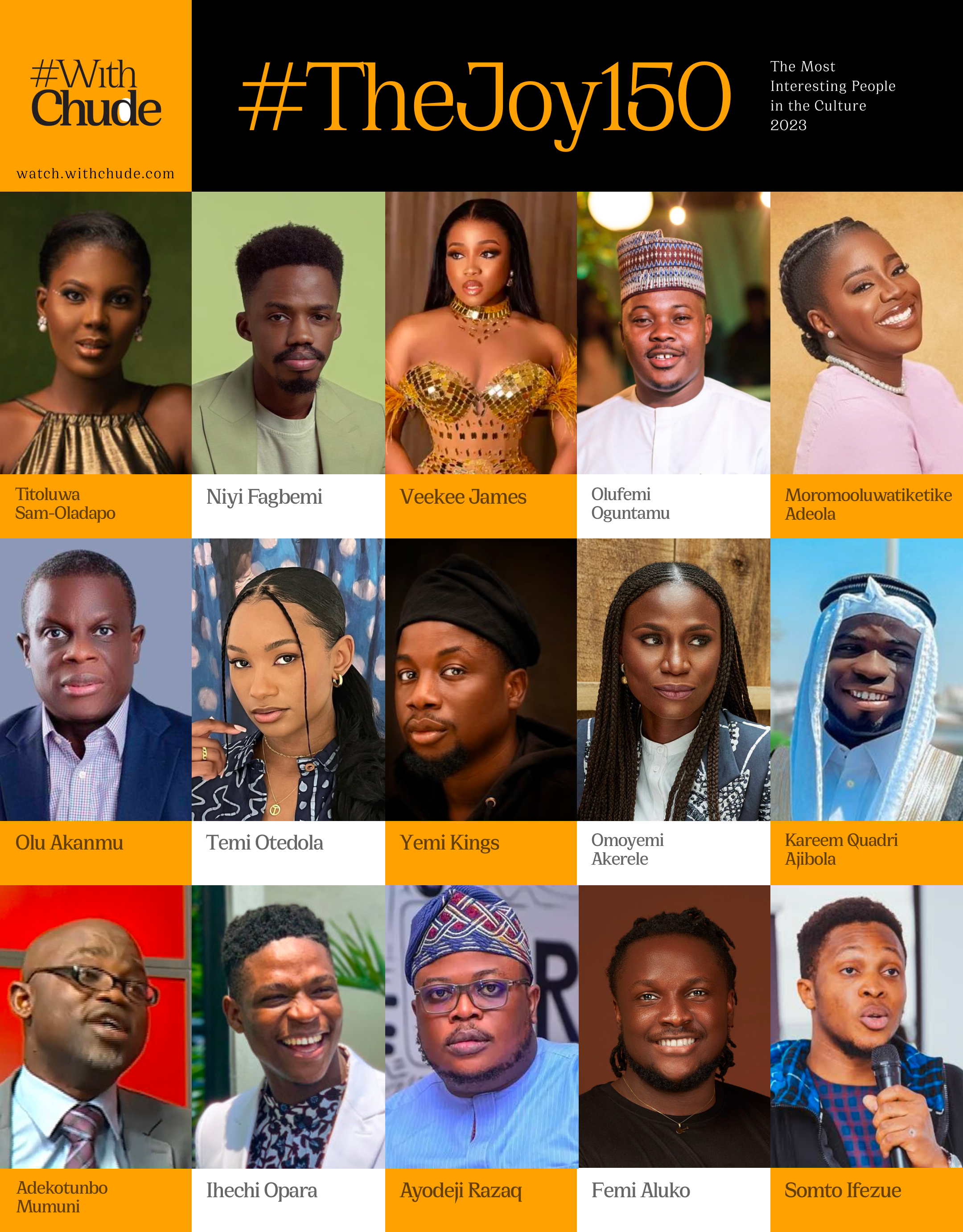 Chude Jideonwo releases list of the Most Interesting People In the Culture 2023… Iyabo Ojo, Rema, Toyin Abraham, Funke Akindele, Ebuka, May Edochie others make list. 