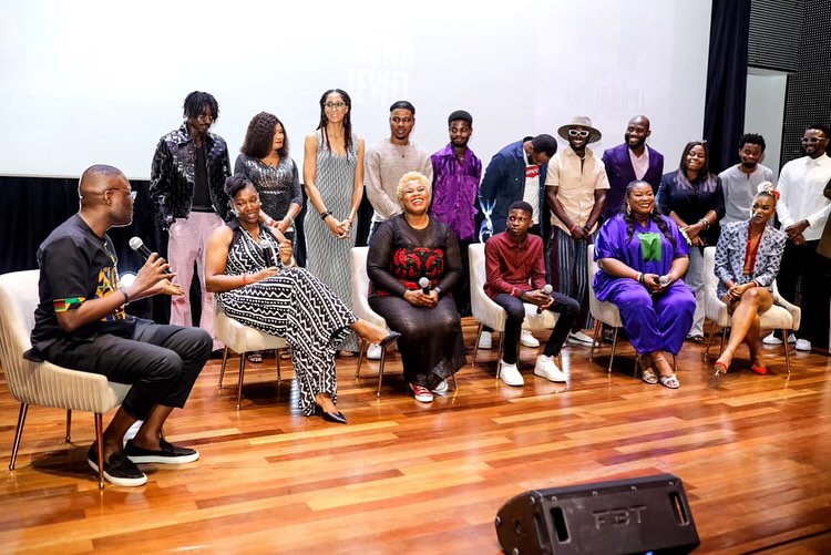 Chude Jideonwo sits with Ogochukwu Slyvia Ekezie, director Dolapo Maringo, and the other cast and crew to host the premiere of the new movie “Were.”