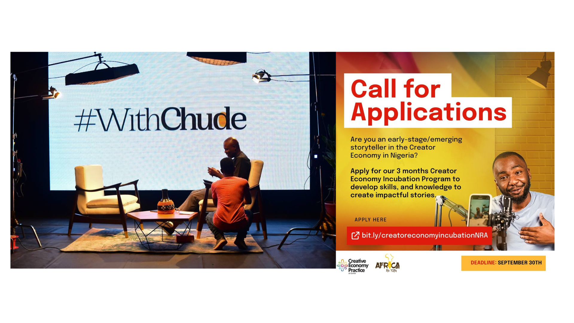 Chude Jideonwo Partners with CCHUB & Africa No Filter to Nurture Next-Gen Creators