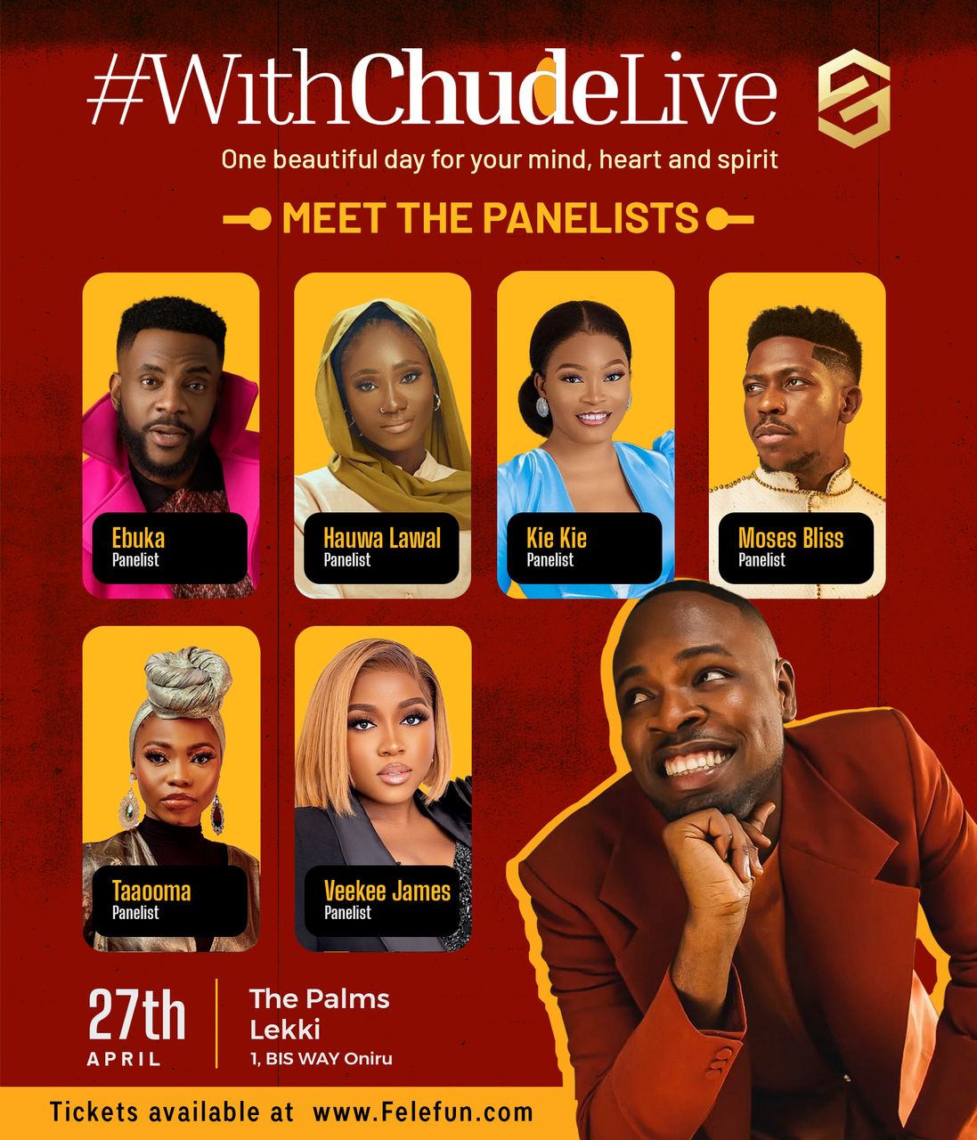 Ebuka Obi-Uchendu, Moses Bliss, Veekee James and other creatives Join Chude Jideonwo for #WithChudeLive Panel on life changing conversations