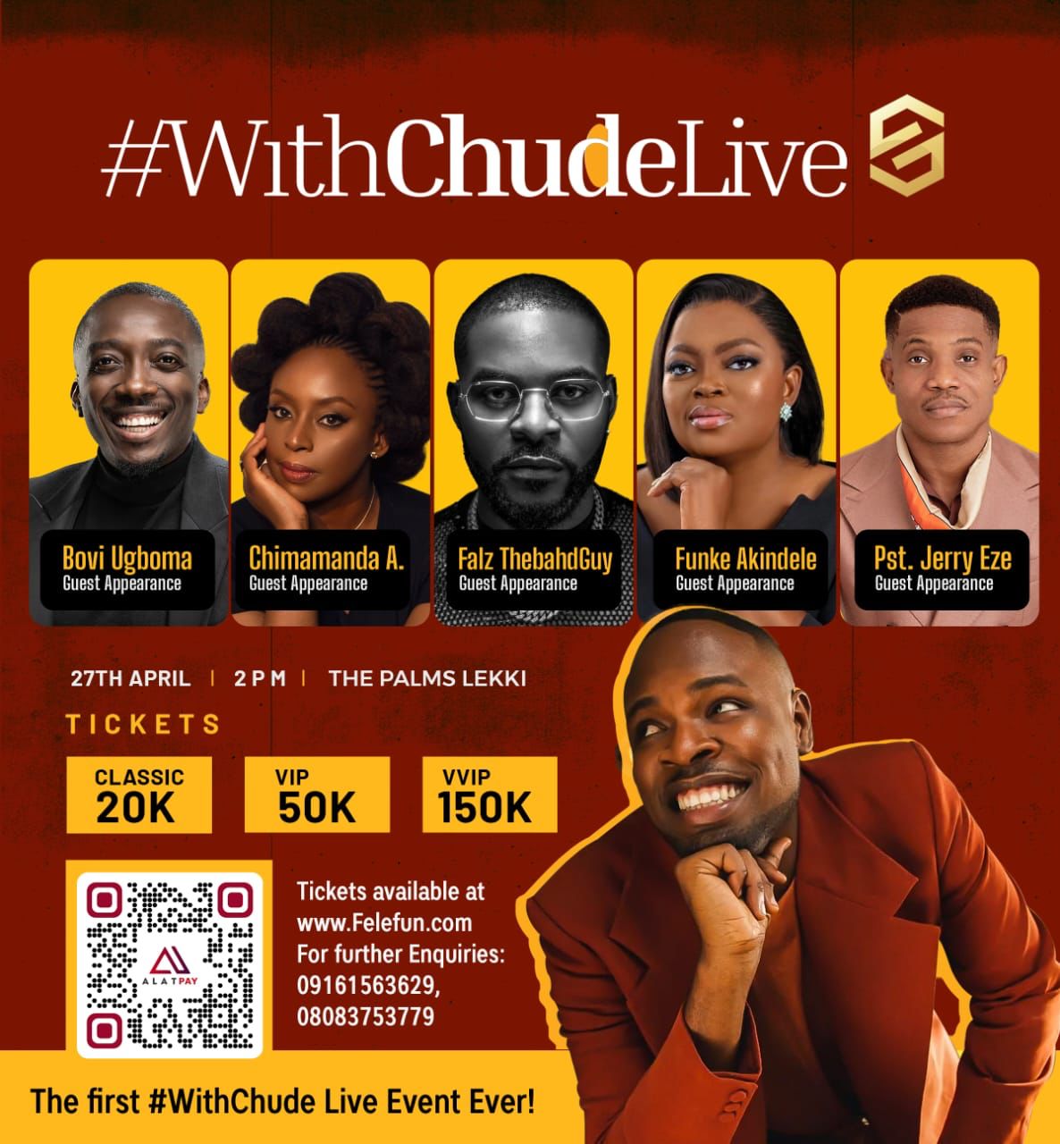 “The continent’s number one interviewer! Africa’s most watched talk show!” – WithChude Presents Africa’s Biggest Talk Concert This Sunday with Chimamanda Ngozi Adichie, Funke Akindele, Pastor Jerry Eze, and Others