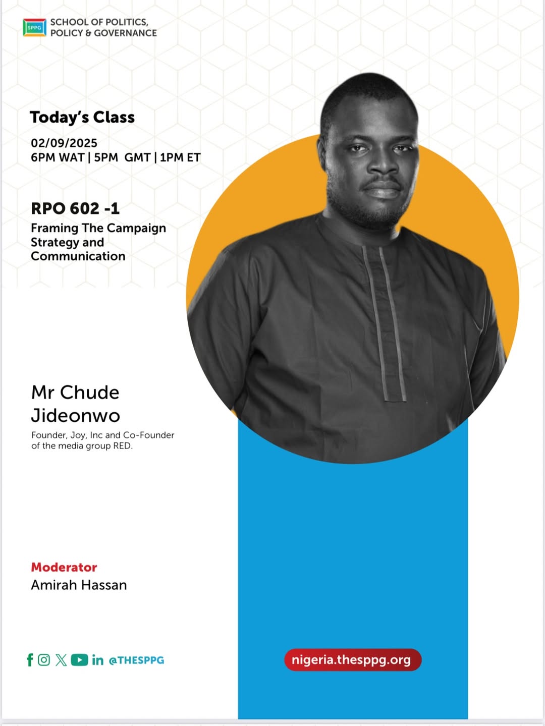 Chude Jideonwo to Teach Campaign Strategy and Communication at SPPG