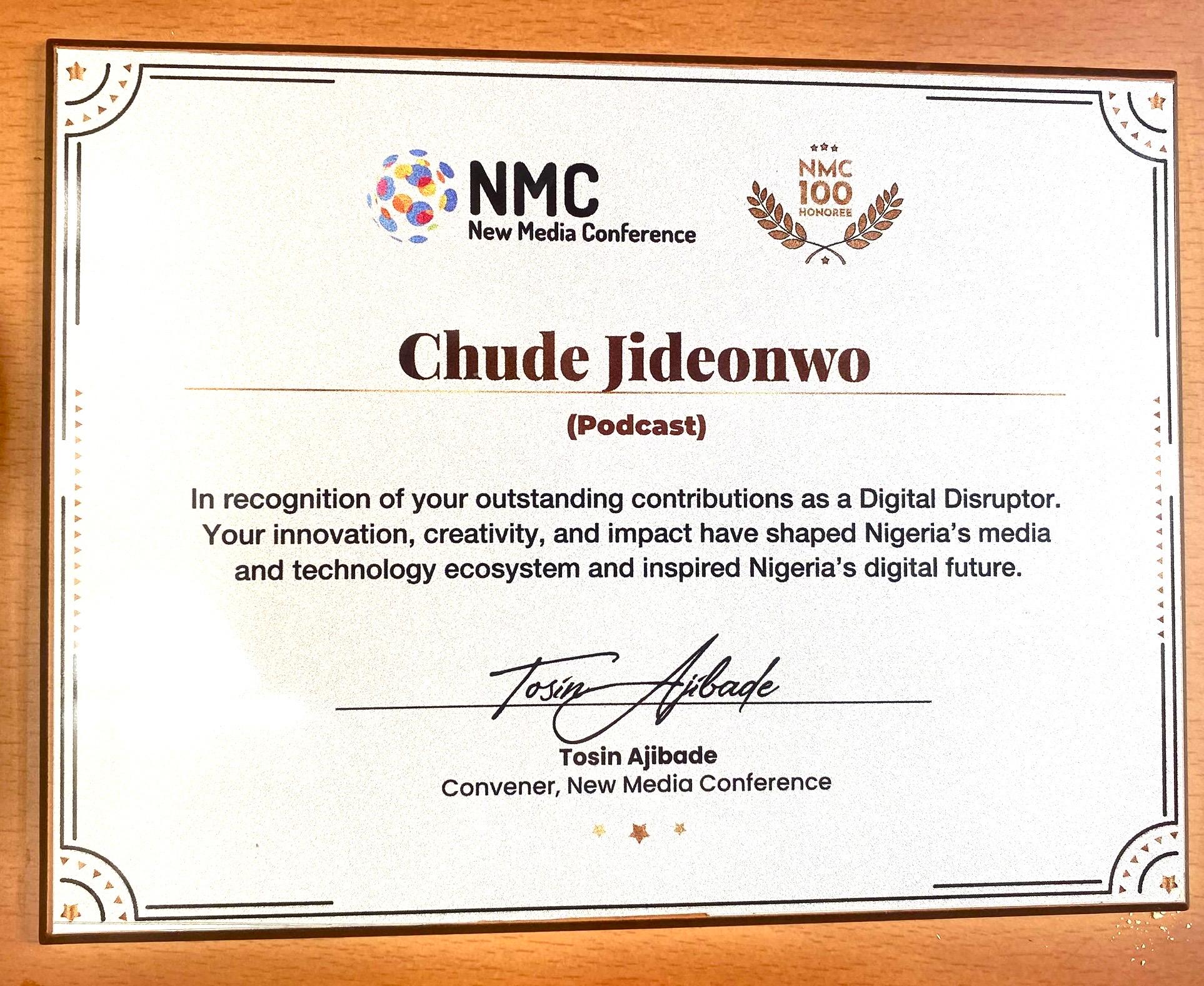 Chude Jideonwo Named Among NMC 100 at the 10th Anniversary of the New Media Conference