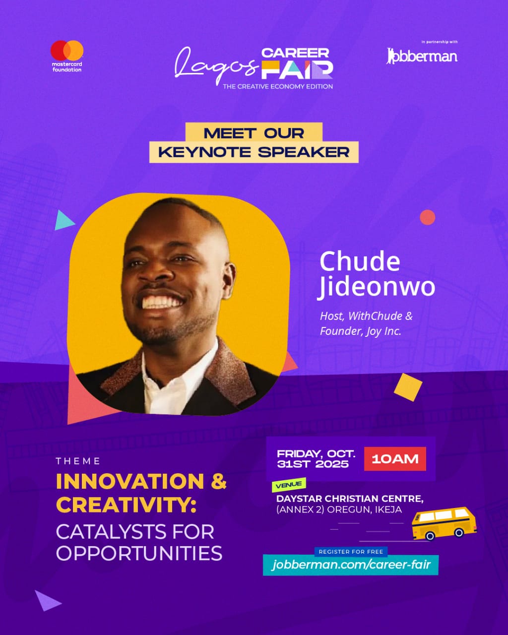 Chude Jideonwo to deliver keynote address at the Jobberman Lagos Career Fair 2025: THE CREATIVE ECONOMY EDITION