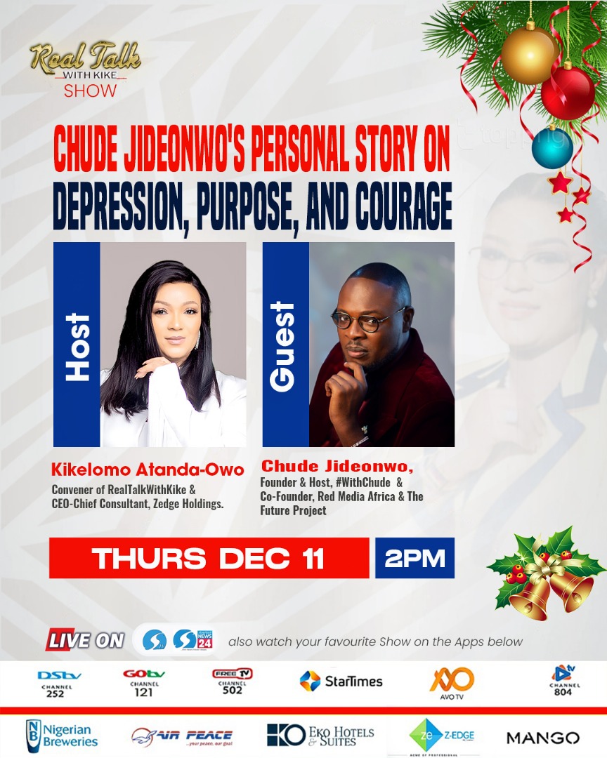 Chude Jideonwo Appears on Real Talk with Kike to Discuss His New Book, How Depression Saved My Life